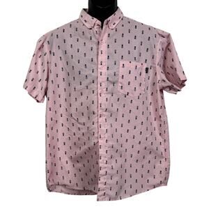 Molokai Surf Aloha Pink Pineapples Cotton Short Sleeve Shirt‎ Mens
